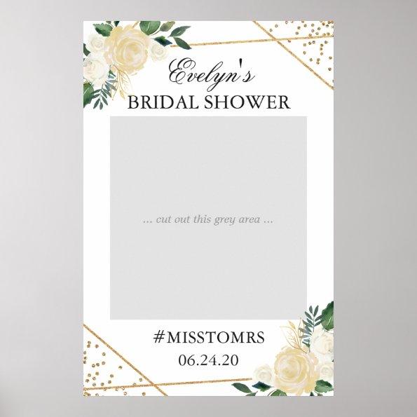 Gold Green Floral Bridal Shower Photo Prop Poster