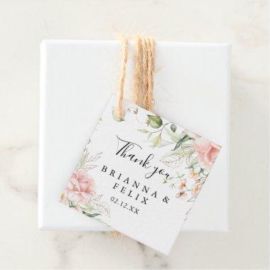 Gold Green Foliage Floral Wedding Favor Tags