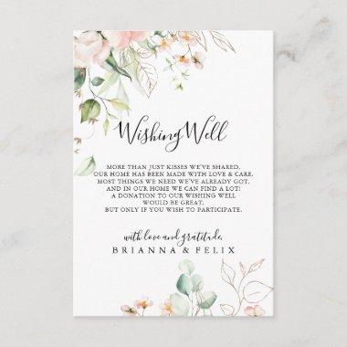 Gold Green Foliage Floral Wedding Wishing Well Enclosure Invitations