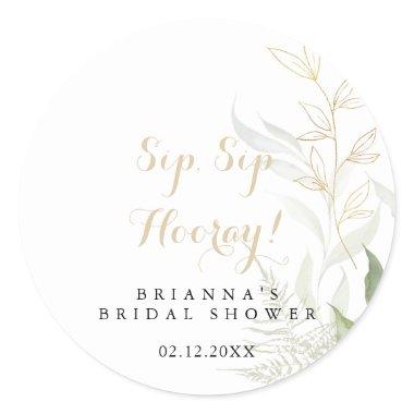 Gold Green Foliage Sip Sip Hooray  Classic Round Sticker