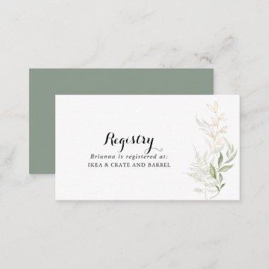 Gold Green Foliage Wedding Gift Registry Enclosure Invitations