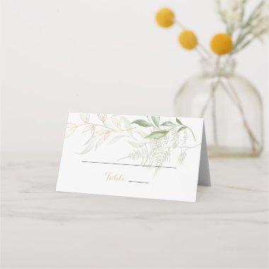 Gold Green Foliage Wedding Place Invitations