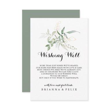 Gold Green Foliage Wedding Wishing Well Enclosure Invitations