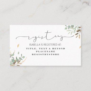Gold Greenery and Eucalyptus Foliage Registry Business Invitations