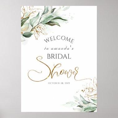 Gold Greenery Bridal / Baby Shower Welcome Poster