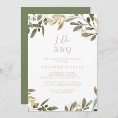 Gold Greenery Fall I Do BBQ Engagement Party  Invitations