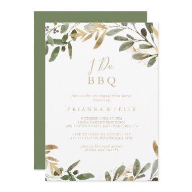 Gold Greenery Fall I Do BBQ Engagement Party  Invitations