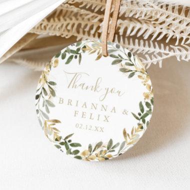 Gold Greenery Fall Thank You Wedding Favor  Classic Round Sticker