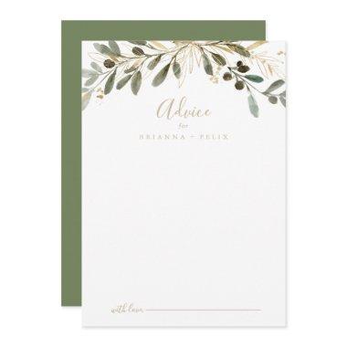 Gold Greenery Fall Wedding Advice Card