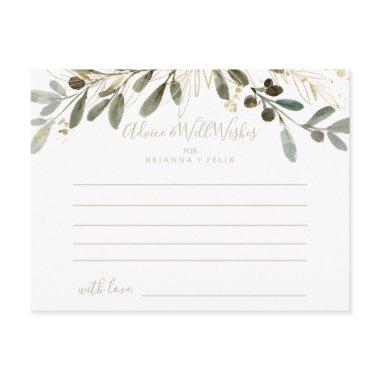 Gold Greenery Fall Wedding Advice Card