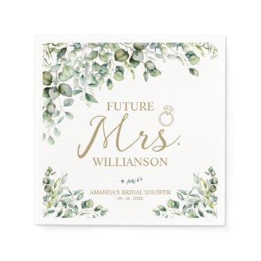 Gold Greenery Future Mrs  Napkins