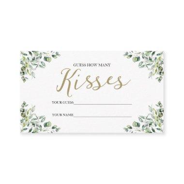 Gold Greenery How Many Kisses Bridal Shower Game Enclosure Invitations