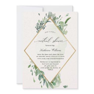 gold greenery virtual baby Shower