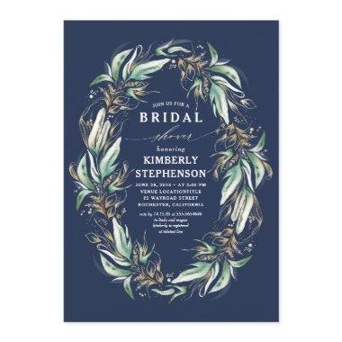 Gold Greenery Wreath Navy Blue Boho