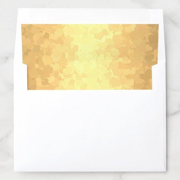 Gold Hearts Glamourous Golden Modern Elegant Envelope Liner
