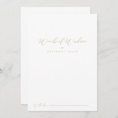 Gold Idyllic Calligraphy Wedding Words of Wisdom  Advice Card