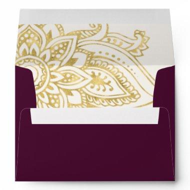 Gold Indian Paisley Wedding Invitations Envelope