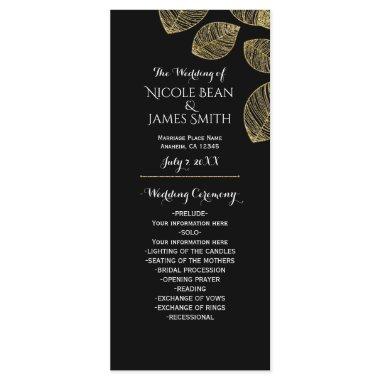 Gold Leaves Black Autumn Wedding Program