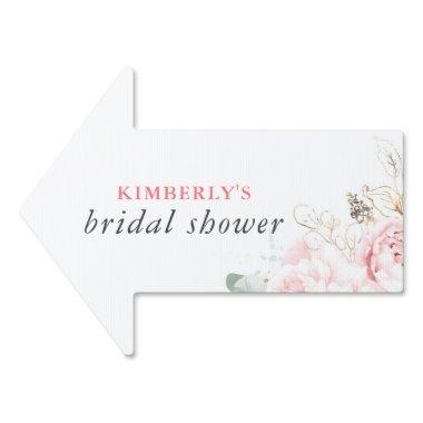 Gold Leaves Greenery Pink Floral Summer Party Sign