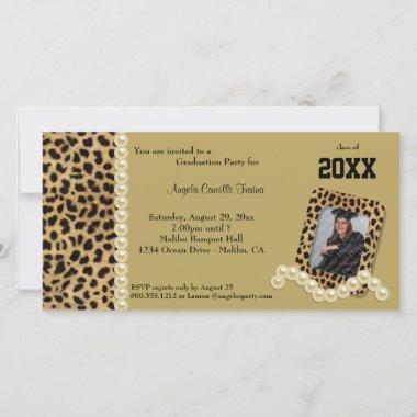Gold Leopard And Matching Pearls Invitations