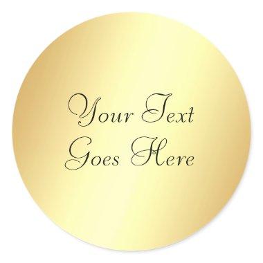 Gold Look Template Add Your Text Calligraphy Classic Round Sticker