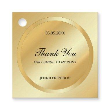 Gold Look Thank You Handwritten Script Text Custom Favor Tags