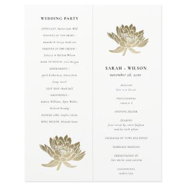 Gold Lotus Floral Foldable Large Wedding Program