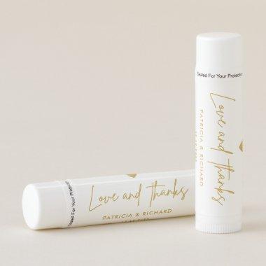 Gold Love And Thanks Personalized Wedding Favors Lip Balm