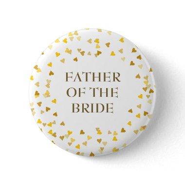 Gold Love Hearts Confetti Wedding Name Button