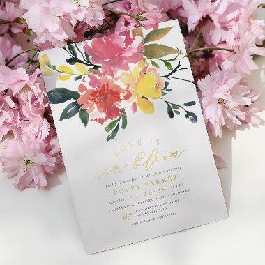 Gold Love In Bloom Spring Floral  Foil