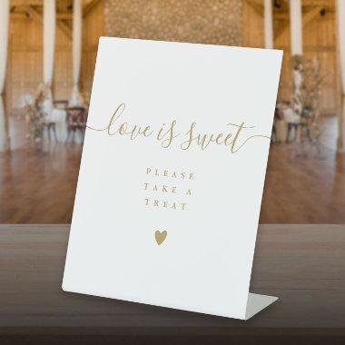 Gold Love Is Sweet Take A Treat Favor Pedestal Sign