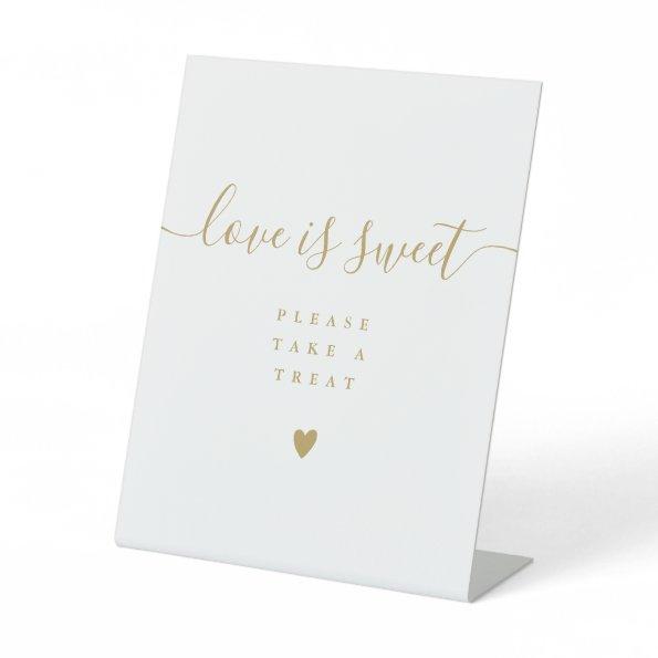 Gold Love Is Sweet Take A Treat Favor Pedestal Sign