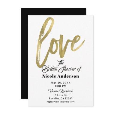 Gold LOVE Modern Brush Script Wedding