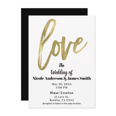 Gold LOVE Modern Brush Script Wedding