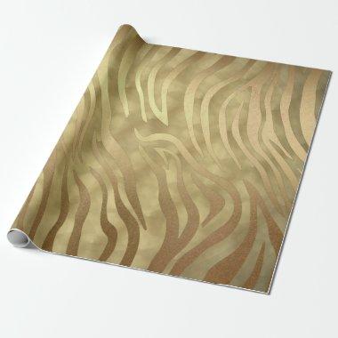 Gold Luxury Luxurious Zebra Jungle Safari Glam Wrapping Paper