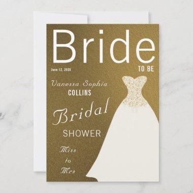 Gold Magazine Cover Bridal Shower Invitations