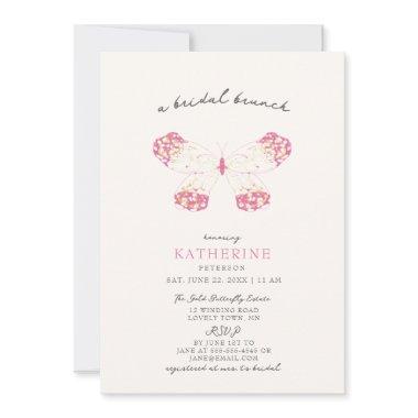 Gold Magenta Pretty Butterfly Modern Bridal Shower Invitations