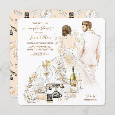 Gold Magnolia Couples Bridal Shower Invitations