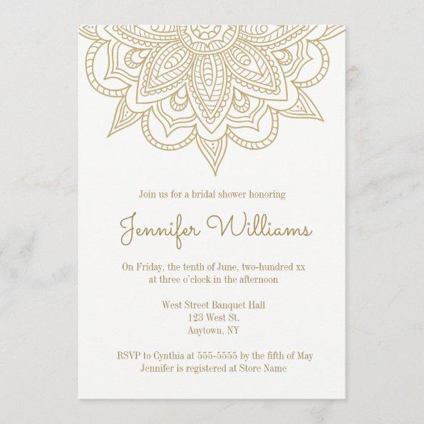 Gold mandala bridal shower invitations