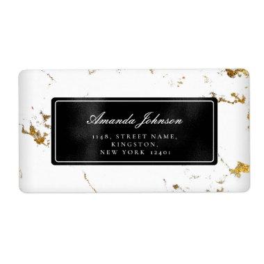 Gold Marble Black Return Address Labels