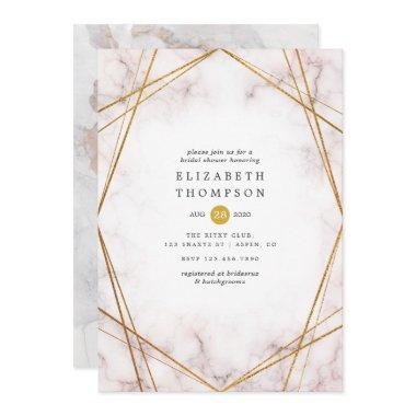 Gold Marble Geometric Bridal Shower Invitations