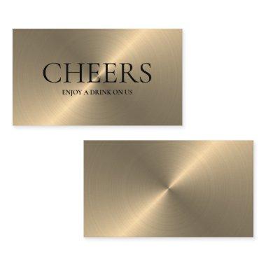 Gold Metal Effect Free Drinks Ticket