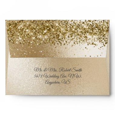 Gold Metallic Glitter Elegant Chic Wedding Envelope