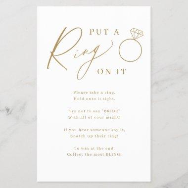 Gold minimal put a ring on it bridal shower game