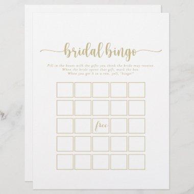 Gold Minimalist Calligraphy Bridal Bingo Game