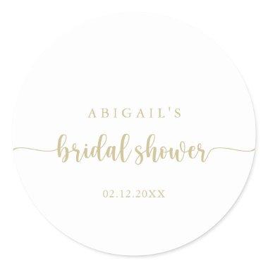 Gold Minimalist Calligraphy  Favor  Classic Round Sticker