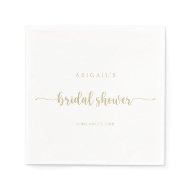 Gold Minimalist Calligraphy Bridal Shower Napkins
