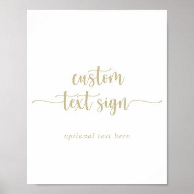 Gold Minimalist Calligraphy Custom Text Sign