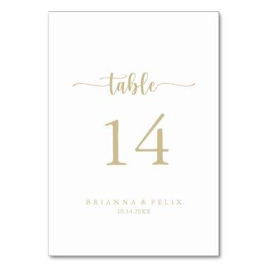 Gold Minimalist Calligraphy Wedding Table Number