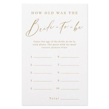 Gold minimalist how old was the bride game